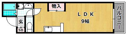 ハピネス渚(1K/3階)の間取り写真