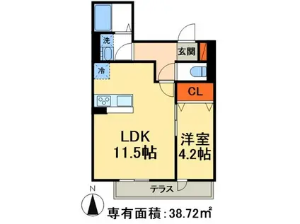 カーサスミレセグンダ(1LDK/1階)の間取り写真