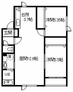 コーポ昴III(2LDK/2階)の間取り写真