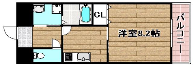 アンプルールフェールビエント高槻(1K/2階)の間取り写真