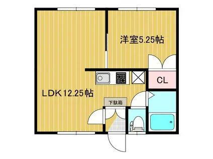 グローリヤハイムI(1LDK/2階)の間取り写真