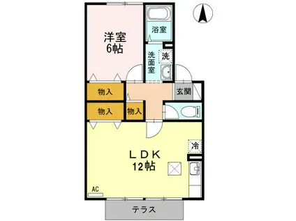 セジュール ミンク(1LDK/1階)の間取り写真