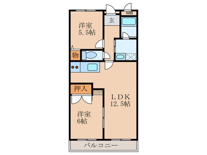 グレースサンシャイン(2LDK/4階)の間取り写真