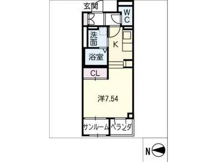 LIFT VISION 柱 OKAZAKI(1K/1階)の間取り写真