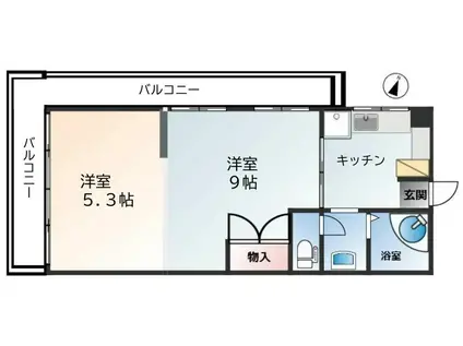 グリーンハイツ花隈(1K/2階)の間取り写真