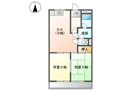 リバティハイム(2DK/2階)の間取り写真