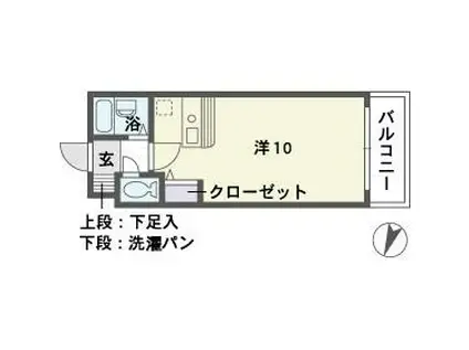 シエスタ平和(ワンルーム/2階)の間取り写真