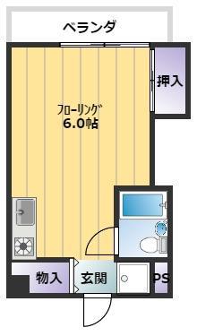 ユトリロ北山(ワンルーム/4階)の間取り写真