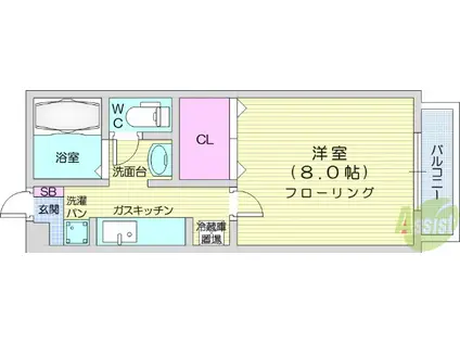 コンフォートASAKA(1K/1階)の間取り写真