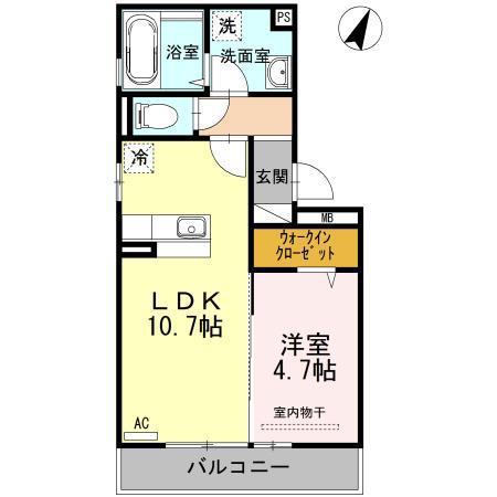 大分県中津市 3階建 築11年(1LDK/3階)の間取り写真
