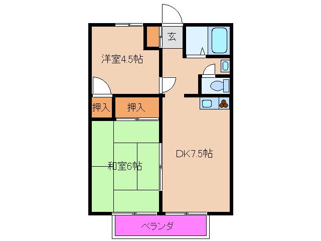 千代田ハイツ(2DK/1階)の間取り写真