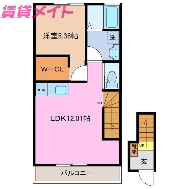 INABELL A棟(1LDK/2階)の間取り写真