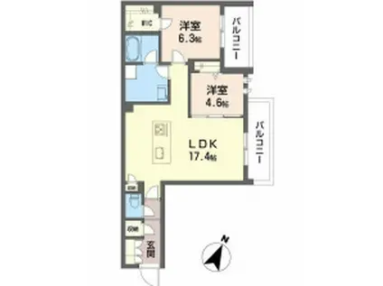 ハムステッドアレー(2LDK/3階)の間取り写真