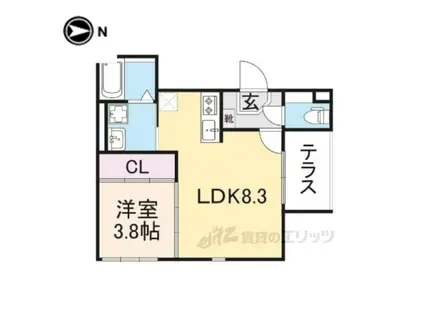 ハーモニーテラス勧修寺平田町2(1LDK/1階)の間取り写真