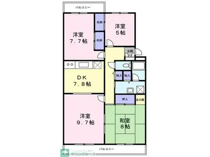 ライトコート斉藤II(4DK/4階)の間取り写真