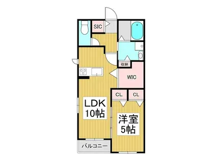 ウィズハイム小屋北(1LDK/1階)の間取り写真
