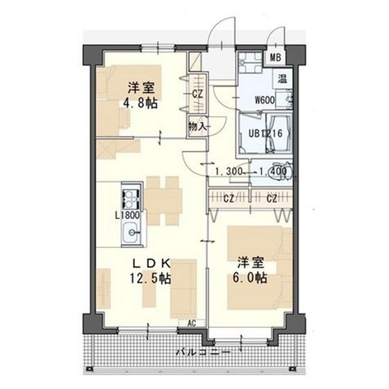 カーサ壱番館(2LDK/1階)の間取り写真