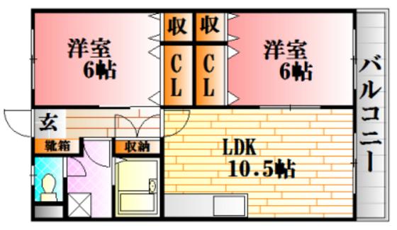 明神ビル(2LDK/3階)の間取り写真