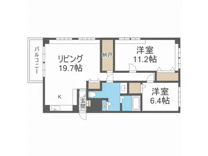 円山グランドハイツ(2SLDK/6階)の間取り写真