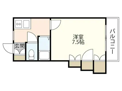 グリーンパーク大芝(1K/2階)の間取り写真