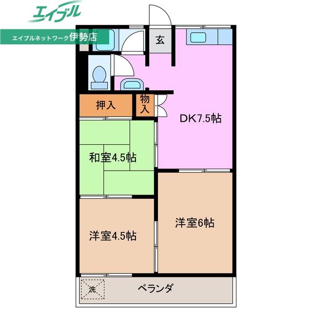 グリーンコーポ小林 A棟(3DK/2階)の間取り写真