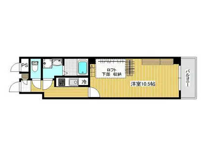 CIEL本町(1K/2階)の間取り写真