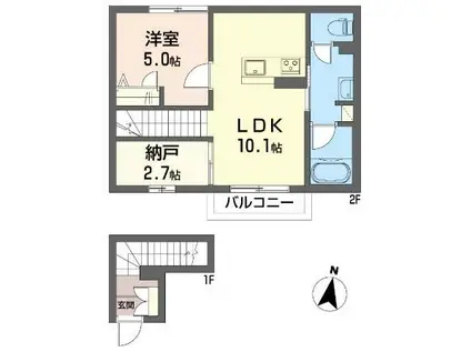 ピアソラ(1SLDK/2階)の間取り写真