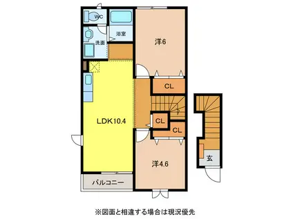 グリーンヒル三城A(2LDK/2階)の間取り写真