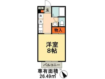 エスパシオA・B(1K/1階)の間取り写真