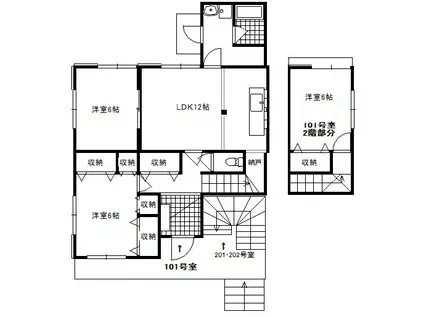 コーポ牧住(3LDK/1階)の間取り写真