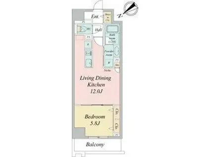 グランルクレ新栄イースト(1LDK/7階)の間取り写真