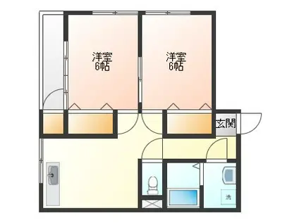 谷地センスPART2(2DK/1階)の間取り写真