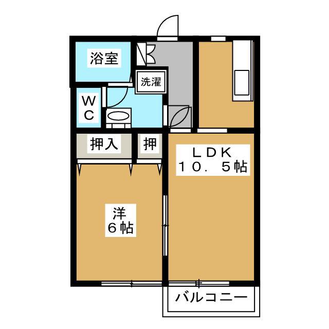 メゾンあづみの里B棟(1LDK/2階)の間取り写真