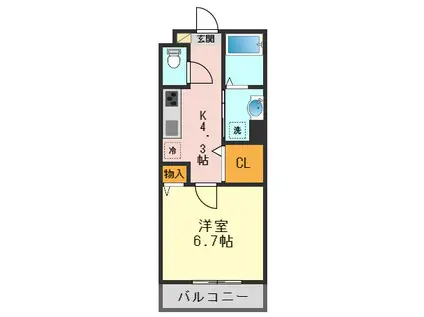 GRAND REVE小岩II(1K/2階)の間取り写真
