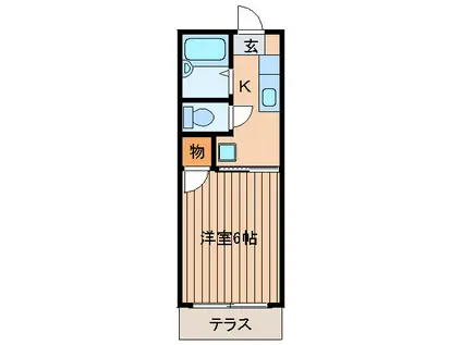 フラットAN(1K/1階)の間取り写真