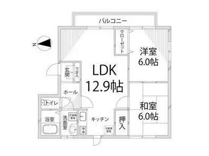 アルコ・ラ・カーサ町坪II(2LDK/2階)の間取り写真