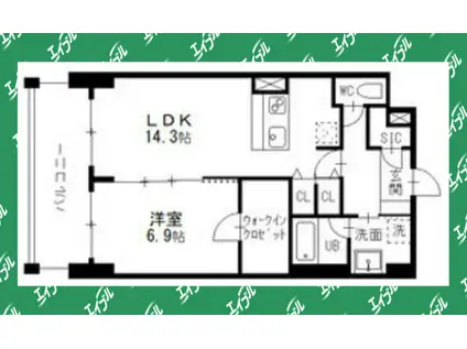 エルミタージュ新栄(1LDK/7階)の間取り写真