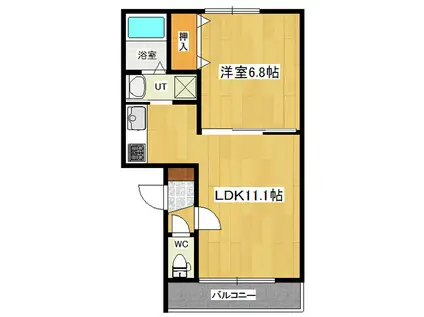 リバティ春光町(1LDK/1階)の間取り写真