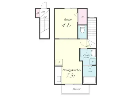 ジュネス山元(1DK/2階)の間取り写真