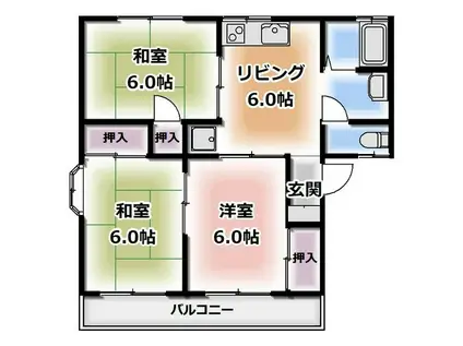 フラワーパレス(3DK/2階)の間取り写真