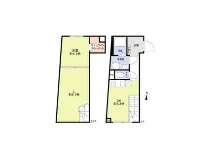 VISTA MAGOME(1LDK/1階)の間取り写真