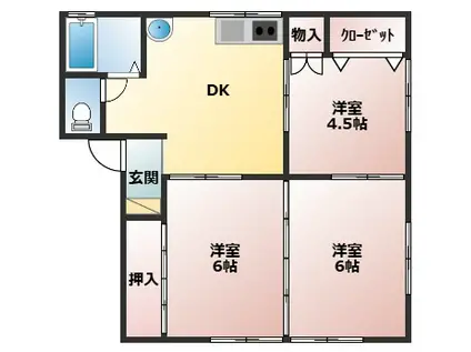 モウリハイツI(3DK/2階)の間取り写真