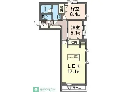 リラフォートタカマツ(2LDK/2階)の間取り写真