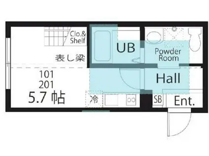 ハーミットクラブハウス梶が谷オアシス(ワンルーム/1階)の間取り写真