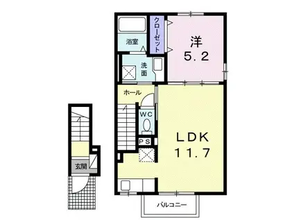 ソシア・北島(1LDK/2階)の間取り写真