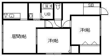 アルファガーデンコート(2LDK/2階)の間取り写真