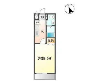 プラシード(1K/1階)の間取り写真