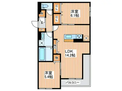 ロイヤルクレヴィア(2LDK/1階)の間取り写真