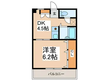 ピアレス中央林間(1DK/2階)の間取り写真