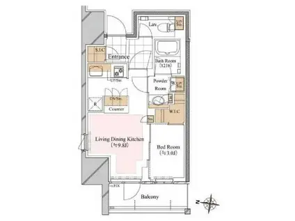 ブランシエスタ白山(1LDK/13階)の間取り写真